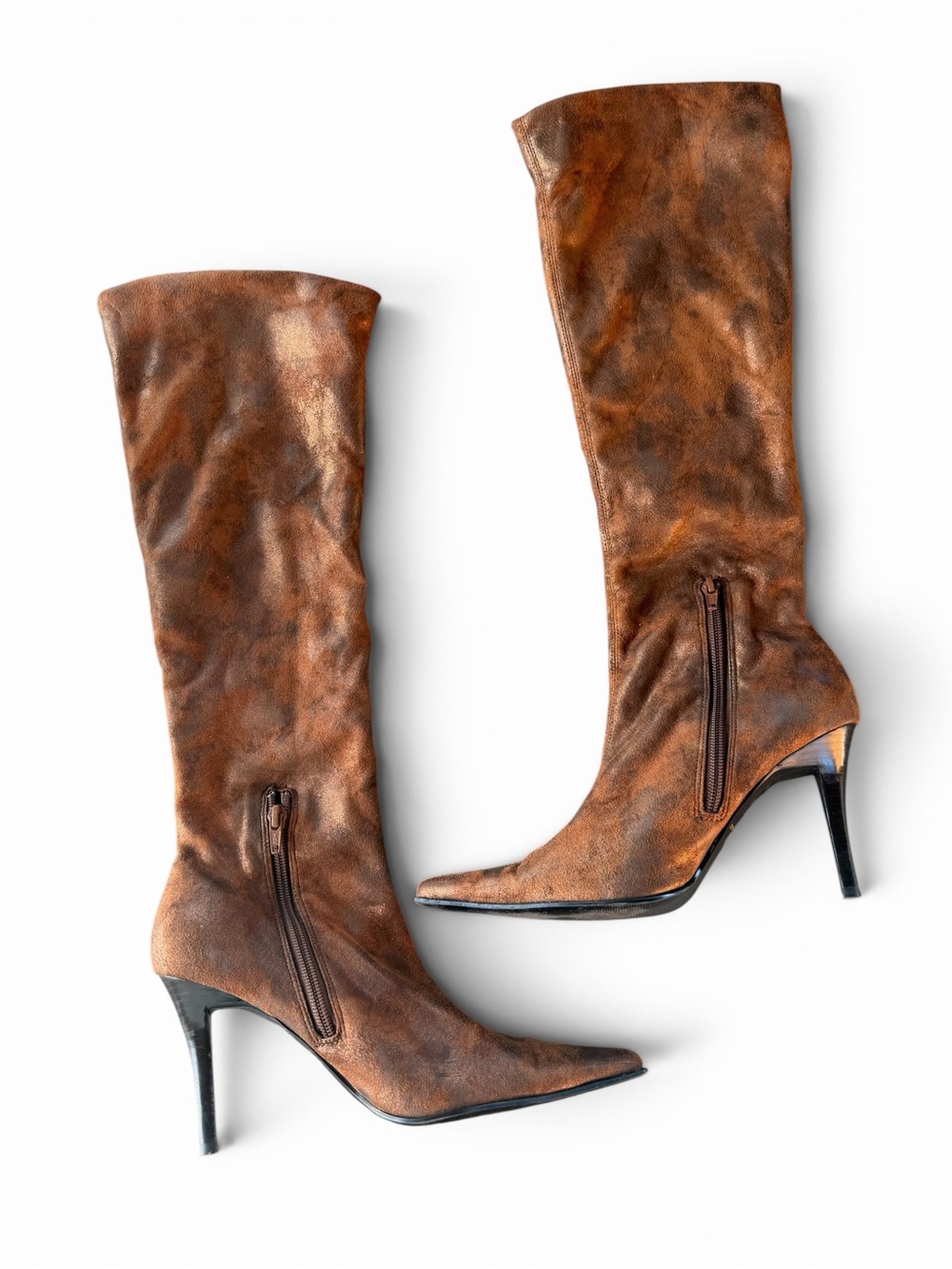 Vtg WILD PAIR Women's Metallic Brown/Bronze Knee-High Boots - Picture 4 of 10